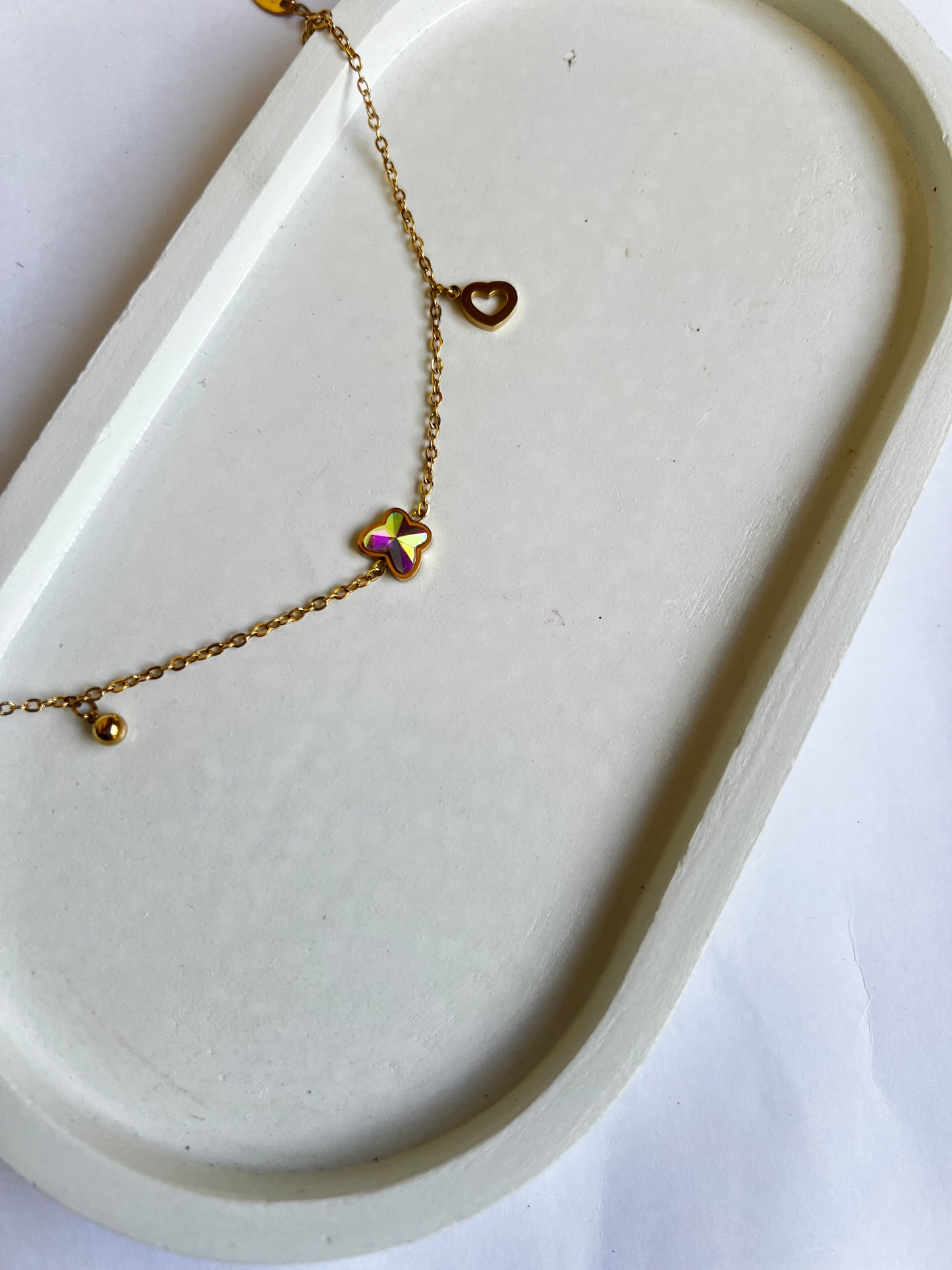 Iridescent Clover Bracelet – 316L Stainless Steel Gold Chain
