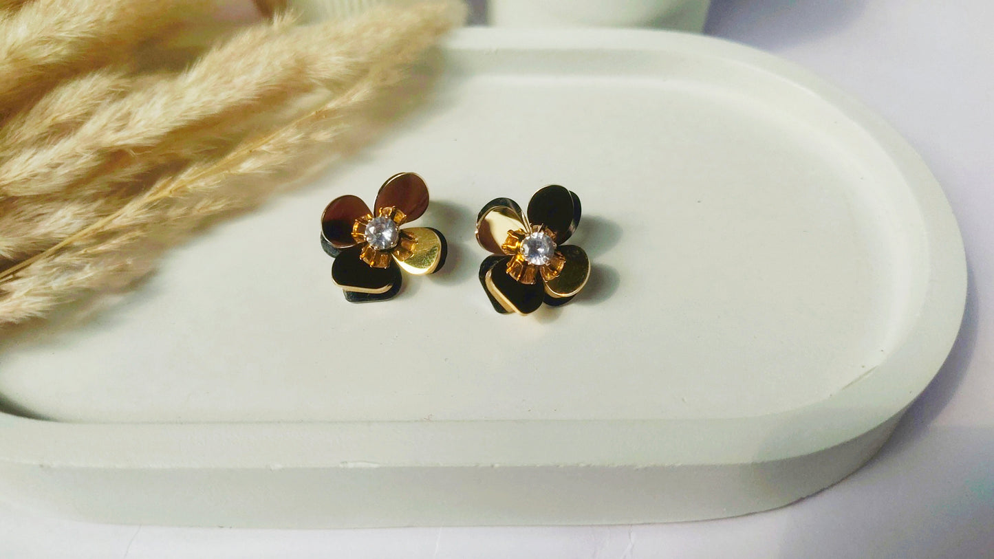 Anti Tarnish Golden Bloom Stud Earrings