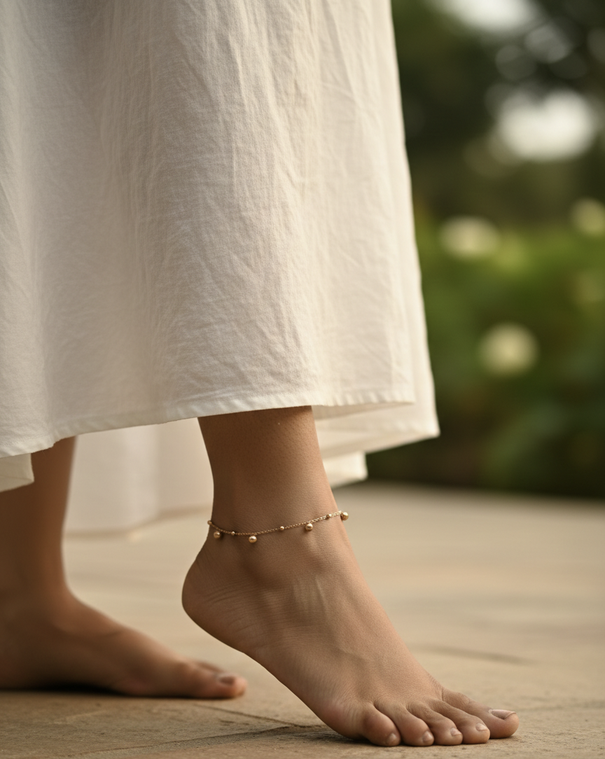 Dainty Gold Bead Anklet – 18K Gold Plated Stainless Steel Anti-Tarnish Anklet