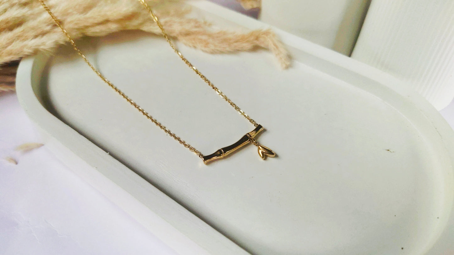 Anti Tarnish Bamboo drops Necklace