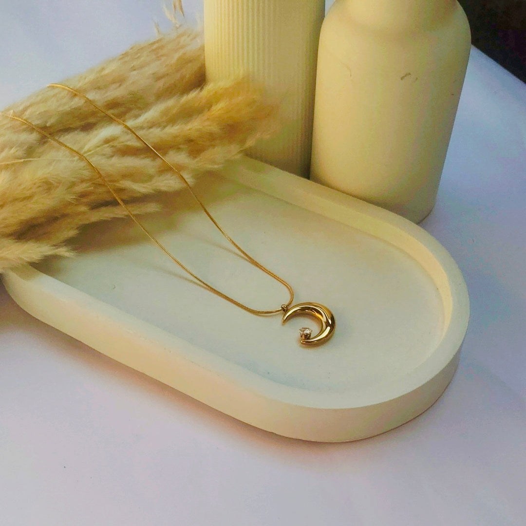 Gold Crescent Pendant Necklace
