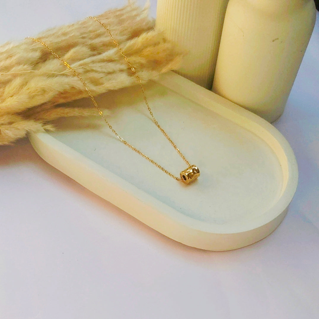 Gold Barrel Pendant Necklace – 18K Plated, Waterproof