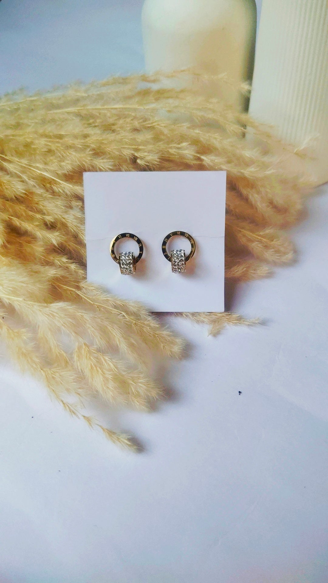 Luxury Gold Circle Hoop Drop Earrings with CZ Stones | Daily Wear Stainless Steel Earrings for Women