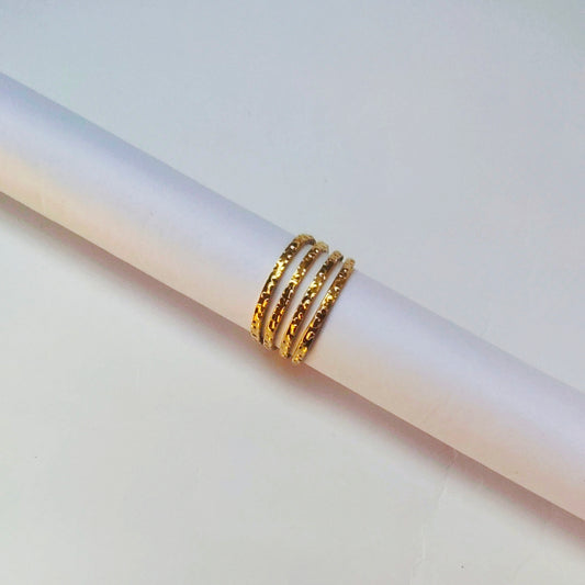 Aurelia Textured Gold Stacking Ring – 18K Gold Plated | Minimalist Everyday Band|Adjustable