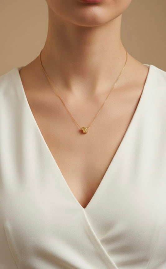 Gold Plated 316L Stainless Steel Vintage Clover Pendant Necklace | Minimal Daily Wear Jewelry