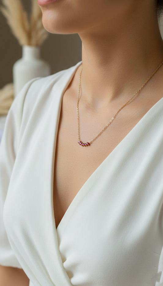 Pink Bloom Golden Necklace