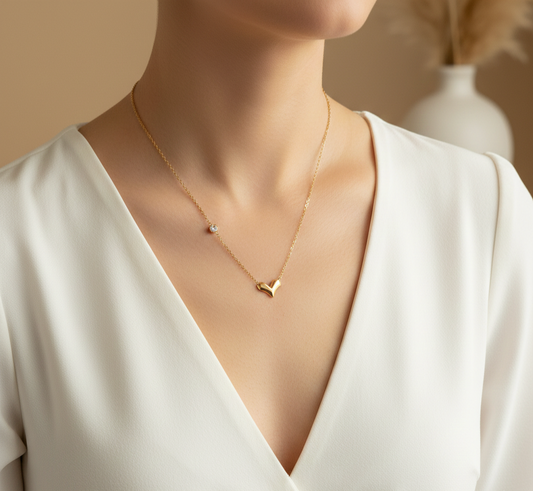 Gold Heart Necklace – 316L Stainless Steel Minimalist Pendant
