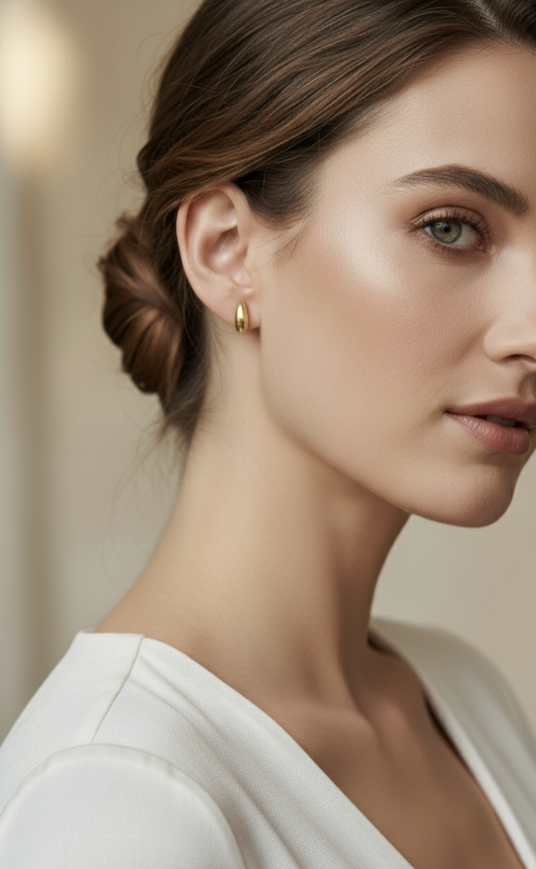 18K Gold Plated Minimal Teardrop Stud Earrings | Anti-Tarnish Stainless Steel Daily Wear Earrings