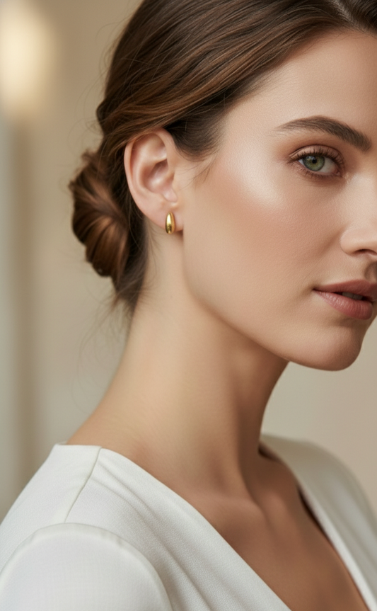 18K Gold Plated Minimal Teardrop Stud Earrings | Anti-Tarnish Stainless Steel Daily Wear Earrings
