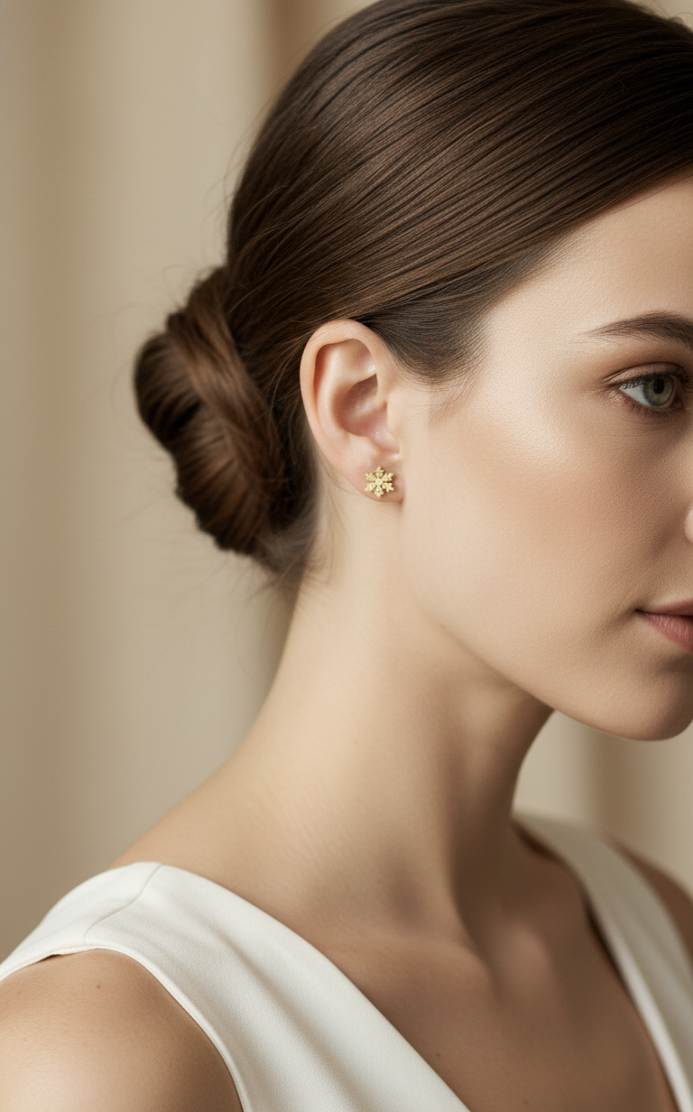 18K Gold Plated Mini floral Stud Earrings | Anti-Tarnish Stainless Steel Nature-Inspired Earrings