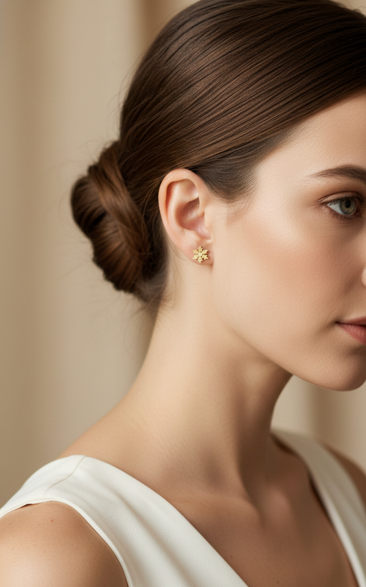 18K Gold Plated Mini floral Stud Earrings | Anti-Tarnish Stainless Steel Nature-Inspired Earrings