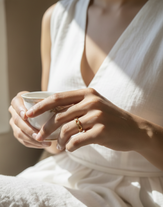 18K Gold Plated Infinity Link Ring – Anti-Tarnish Stainless Steel Minimal Band