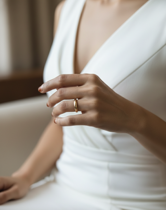 18K Gold Plated Classic Minimal Band Ring – Anti-Tarnish Stainless Steel Stackable Ring