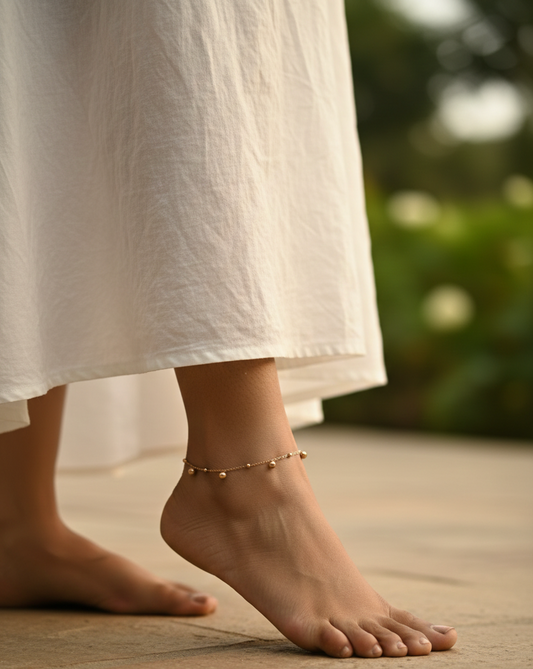Dainty Gold Bead Anklet – 18K Gold Plated Stainless Steel Anti-Tarnish Anklet