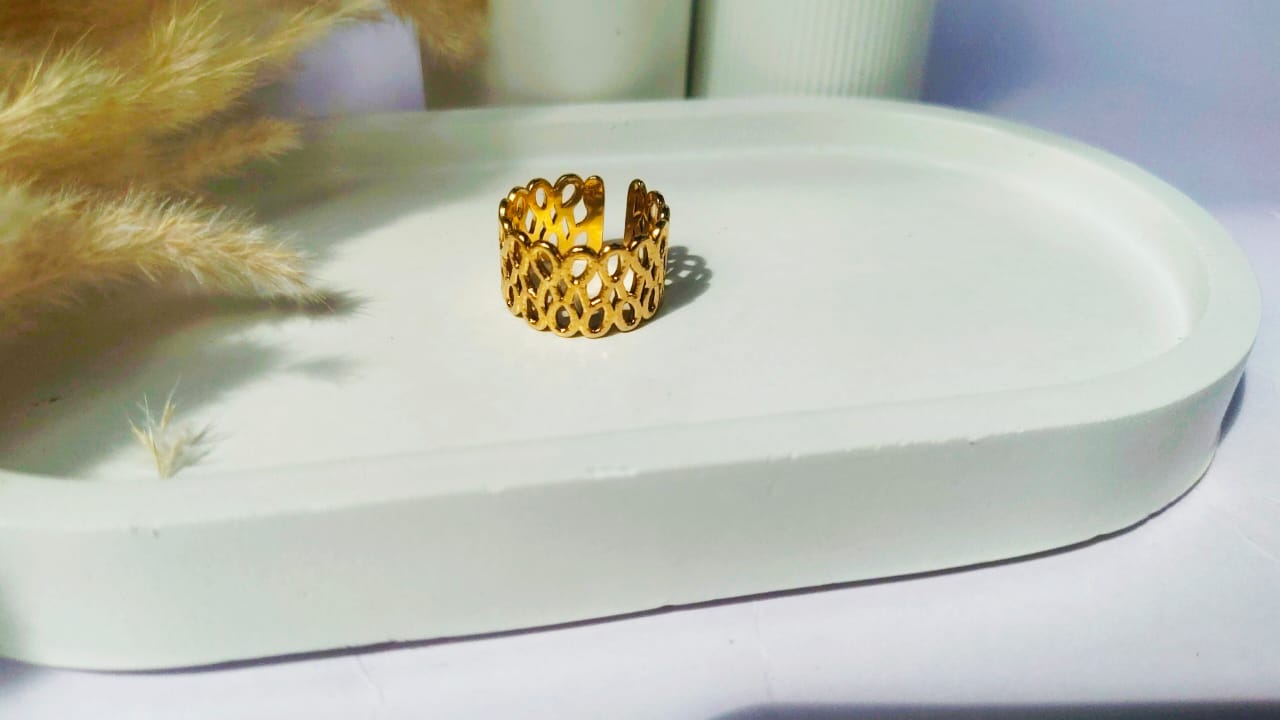 Lattice Gold Adjustable Ring