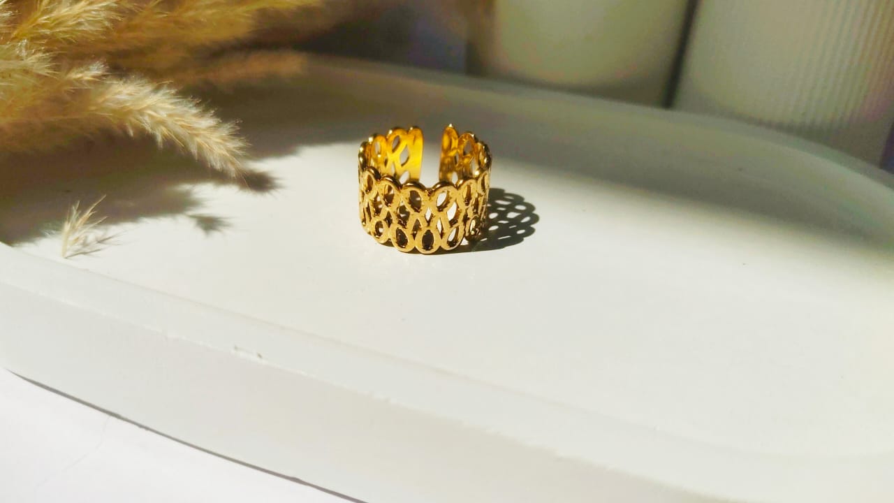 Lattice Gold Adjustable Ring