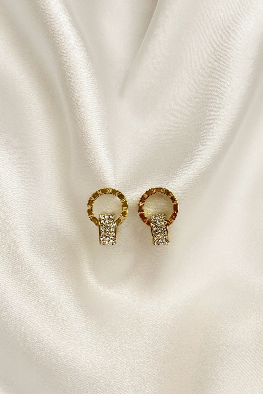 Luxury Gold Circle Hoop Drop Earrings with CZ Stones | Daily Wear Stainless Steel Earrings for Women