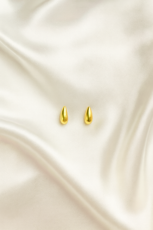 18K Gold Plated Minimal Teardrop Stud Earrings | Anti-Tarnish Stainless Steel Daily Wear Earrings
